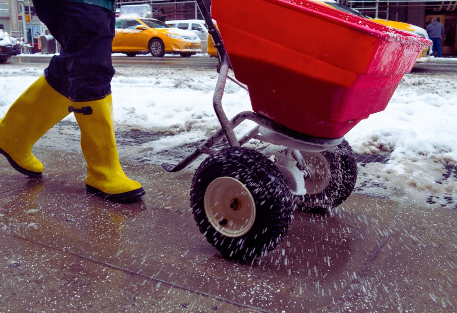 salting the sidewalk